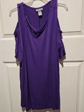 Catherines Purple Cold-Shoulder Tank Top